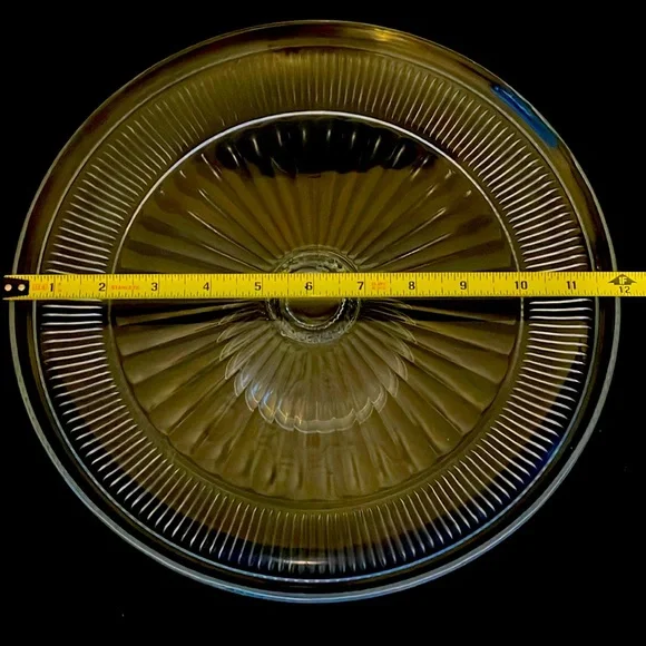 Glass cake plate with stand. 12in x 4.5in. 3lbs. - Picture 1 of 4